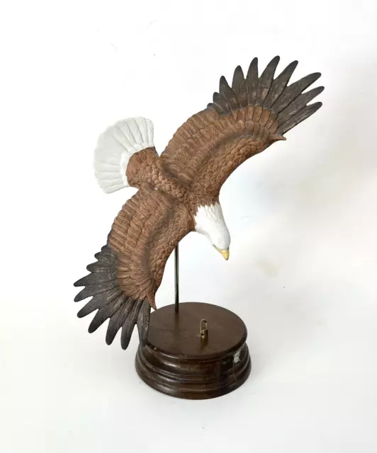 Vintage ENESCO Soaring Eagle Figurine Plays Music On Wood Base Born Free