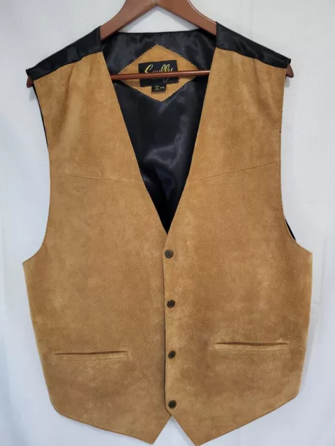 Scully Mens Brown Suede Leather Western Style Snap Button Vest 2xl