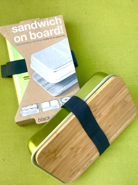 Black & Blum GREEN SANDWICH ON BOARD Aluminum & Bamboo Sandwich Box