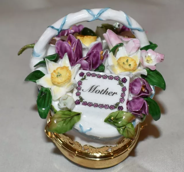 Staffordshire Enamels Mother's Basket Bonboniere Handpainted Enamel on Copper