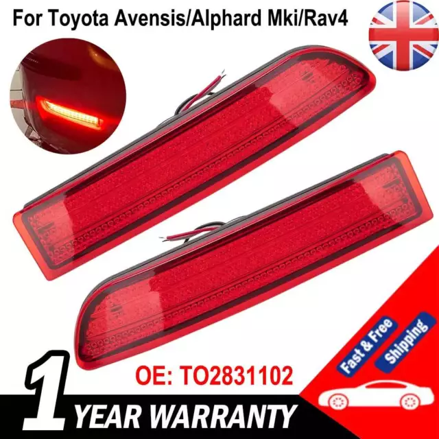 2x For Toyota Avensis Alphard Estima LED Rear Bumper Reflector Brake Stop Light