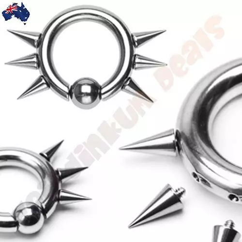 316L Surgical Steel Segment Captive Bead Ring with 6 Internally Threaded Spikes