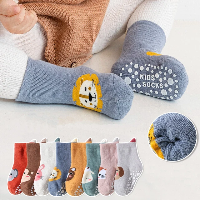 2 Pairs Anti Slip Baby Socks Toddler Kids Floor Socks Warm Baby Boy Girl Socks