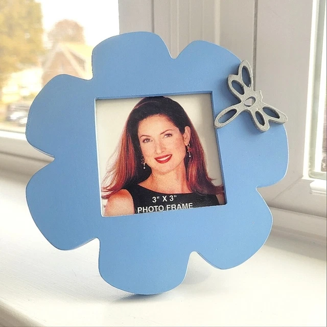💮Vintage Dragonfly Blue Flower Photo Frame💮 90s Colorful Spring Summer Twee