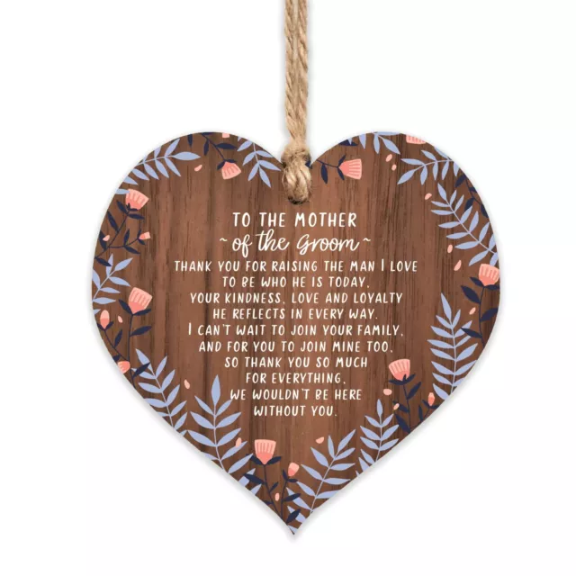 Mother of the Groom wooden thank you keepsake heart for wedding gift plaque