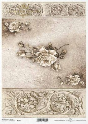 Reispapier-Motiv Strohseide-Decoupage-Serviettentechnik-Vintage-Rose-R1361 