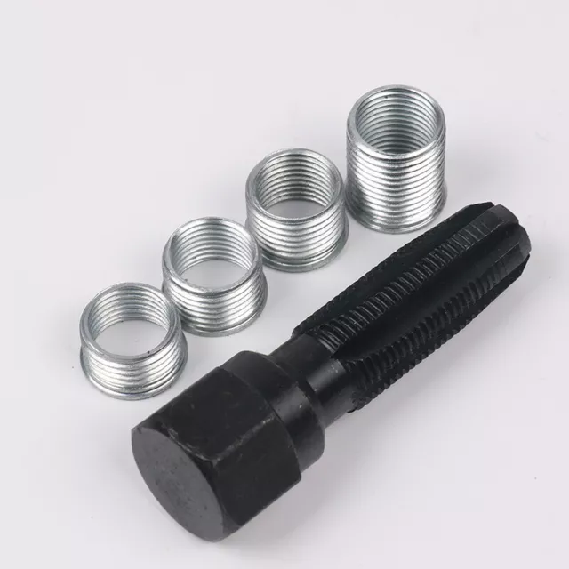 14mm Spark Plug Rethread Thread Repair Kit Helicoil Reamer Tap Tool w/ 4 Inserts