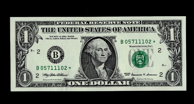 U.s.a ( 1 ) Bank * Star Note  Federal Reserve  New York 1  Dollar 1999 Uncirc