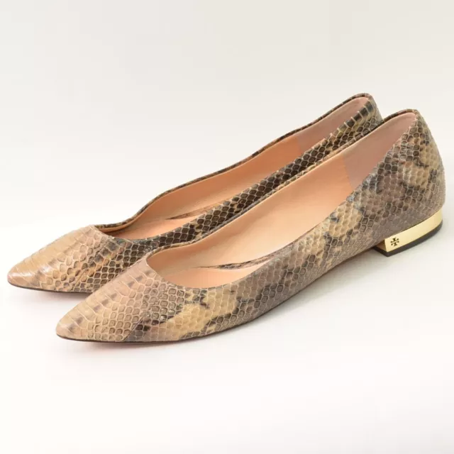 Tory Burch Bedford Snake Embossed Leather Ballet Flats Womens 9M