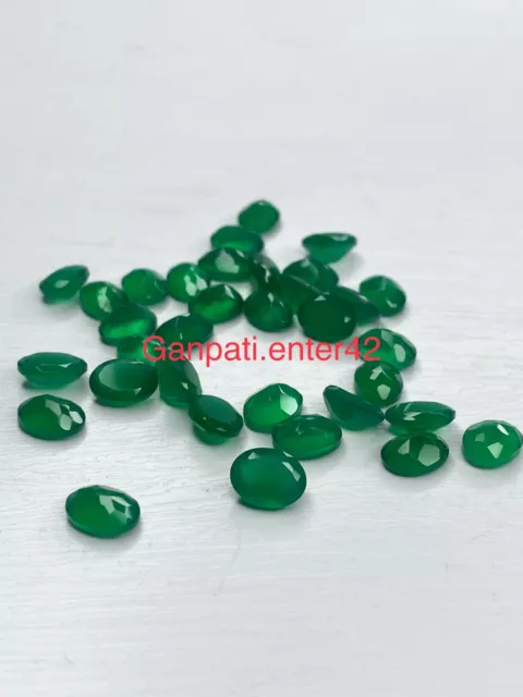 GREEN ONYX LOOSE GEMSTONE FACETED OVAL CUT 6x5 MM CALIBRATED SIZE E
