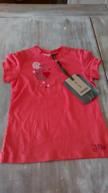 Ikks Designer BNWT Girls cute new coral tee T-shirt Top 4yrs/102cms Rrp£19.99