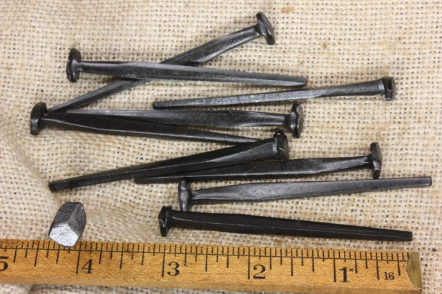 3" Rose head 10 nails antique square wrought iron vintage Spikes Decorative look