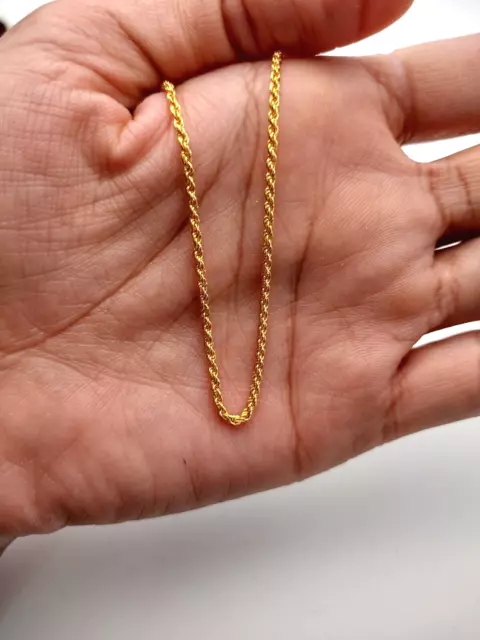 22CT / 22K Yellow Gold Mens/Ladies Lightweight Rope Chain Necklace
