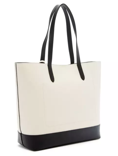 Cole Haan Palermo Large Tote Leather Shopper Shoulder Bag Purse Ivory Black 2