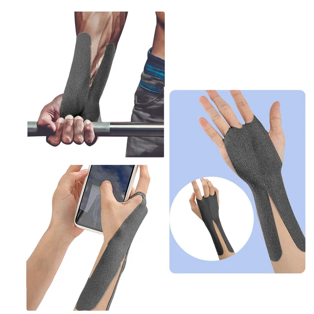 Black 4PCS Precut Sports Tape High Tensile Strength Flexibility Effective Su Esp