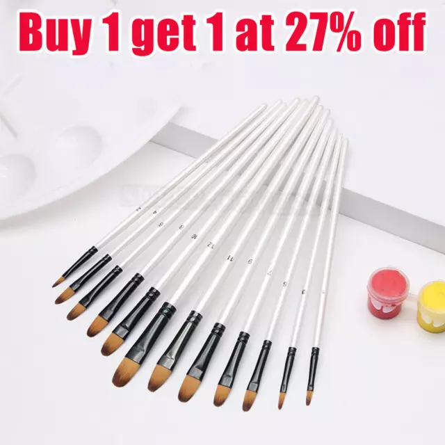 12× Artists Paint Brush Set Fine Hobbies Crafts Model Making Brushes Art