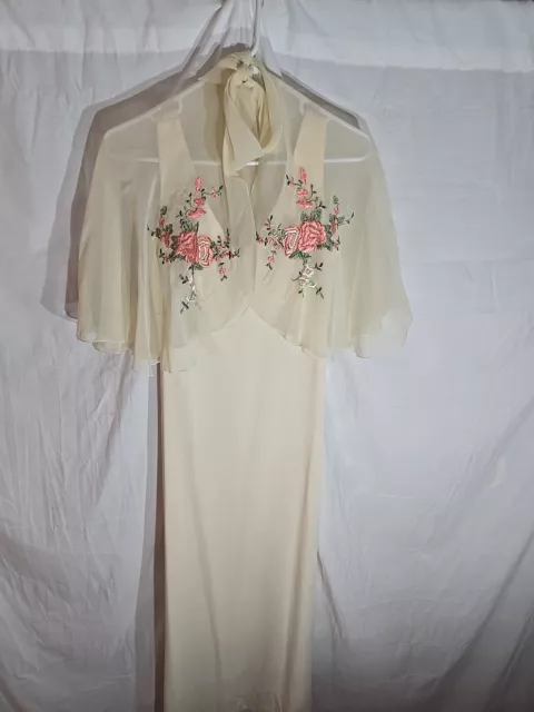 VINTAGE JC PENNEY HOSTESS/MISSY/EVENING DRESS/ EMBROIDERED Cape size 12