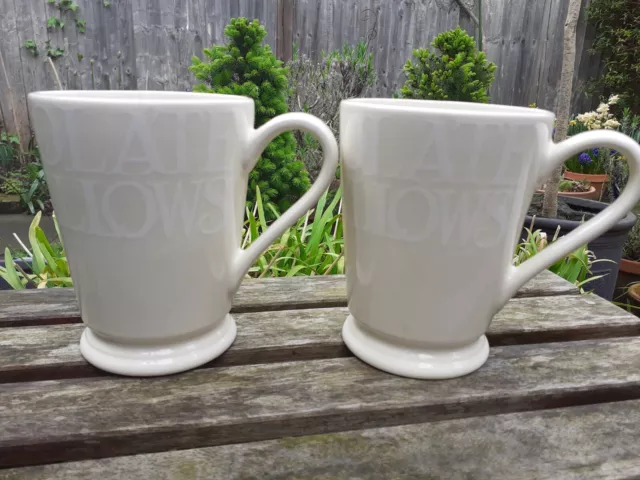 PAIR OF EMMA BRIDGEWATER RARE WHITE TOAST COCOA MUGS, BRAND NEW 1sts