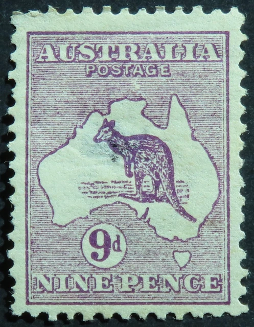 AUSTRALIA 1913 9D 1st wmk SG 10 Mint hinged cat £110 bad thin $18.00 ...