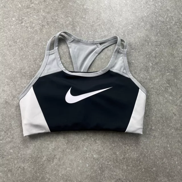 Nike Big Swoosh Black Grey Padded Active Bra Top Womens S