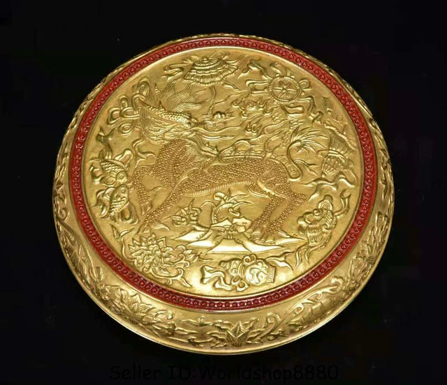 6" Qianlong Marked China Colour Enamel Porcelain Gilt Kylin Beast Jewelry box