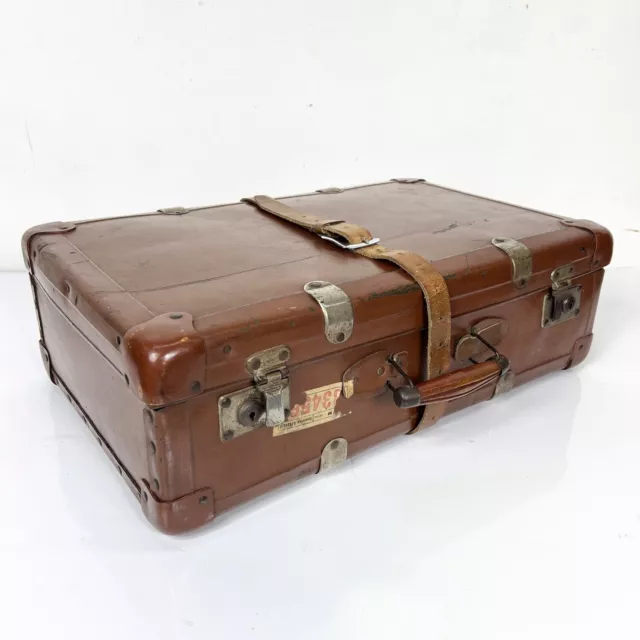 Valigia vintage anni 40 in cartone marrone Borsa Antica bagaglio da viaggio