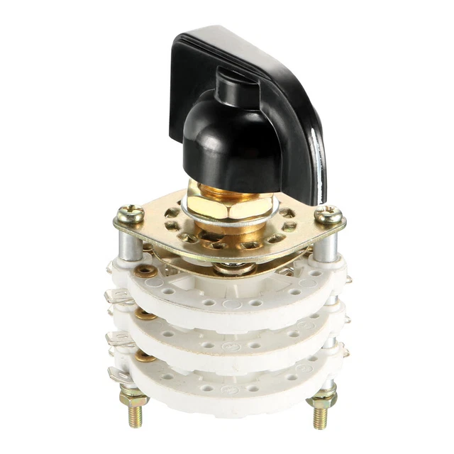 3P6T 3 Pole 6 Position 3 Deck Band Channel Rotary Switch Selector with Knob
