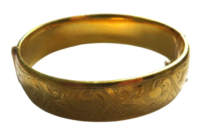 Vintage Ladies Hinged Bangle 9ct Gold Metal Core 20 Microns