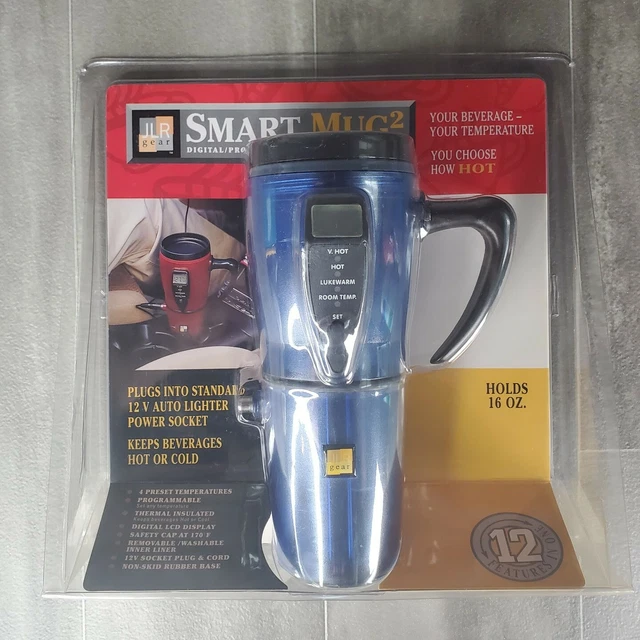 NEW JLR Gear Smart Mug2 Programmable Keeps Hot or Cold Travel Blue 12V Dad Gift