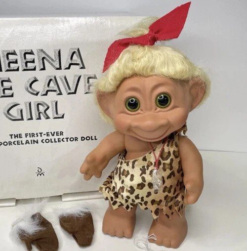 VINTAGE TROLL DOLL Sheena the Cave Girl Porcelain Figure New In Box