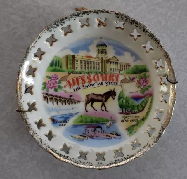 Vintage Missouri State Collector Plate Souvenir 4.5" Show Me State
