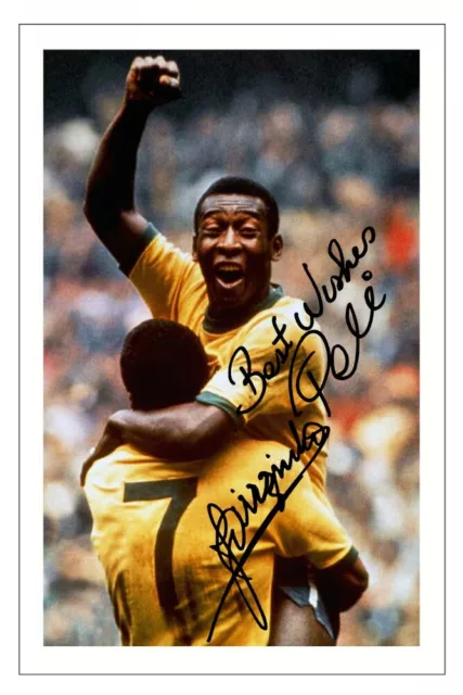 PELE & JAIRZINHO Signed Autograph 12X8 PHOTO Signature Print BRAZIL Soccer