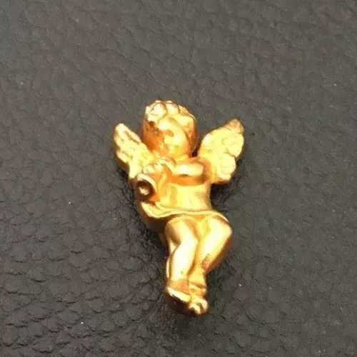 ⭐️ Vintage 1” Realistic Novelty Figural Gold Tone Metal Angle W/ Horn Button ⭐️