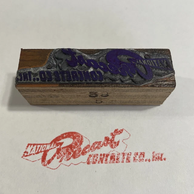 Vintage Printing Block National Precast Concrete Co Inc 2 1/2 x 3/4