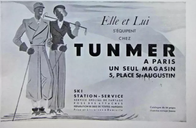 Publicité De Presse 1933 Tunmer Pour Lui Et Elle Ski Station - Advertising