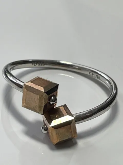 Sterling silver '925' and twisted square bead ring band size S stacking layering