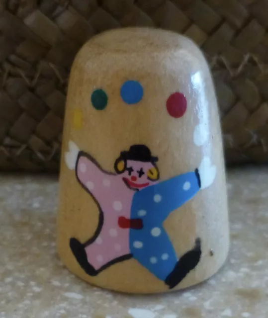 Vintage Wooden Circus Thimble from Philippines Juggling Clown