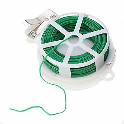 50m PVC Plástico Verde Carrete Giro Corbata Con Cortador Para Patio Jardín Plantas Verde