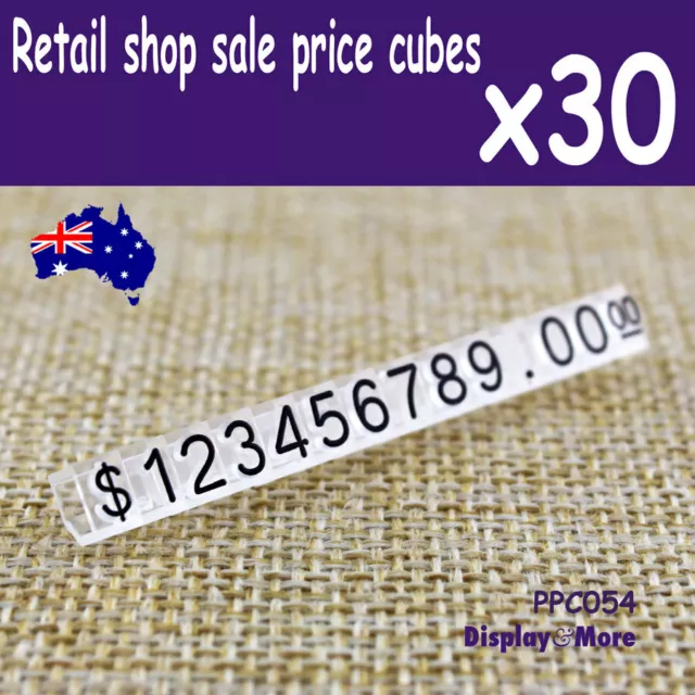 Price Tag CUBE Retail Shop Display | 30 Sets | BLACK Numeral | AUSSIE Seller