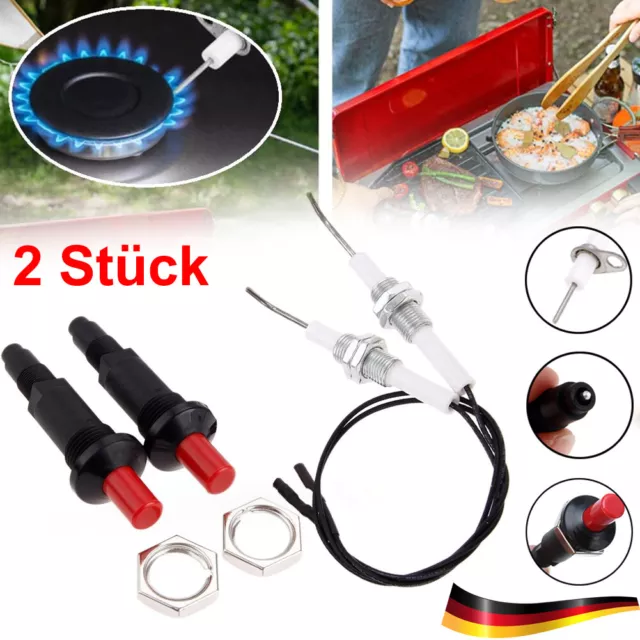 2x Piezo Zündfunken Piezozünder Push Button Zünder Kabel für Gasofen BBQ Grill