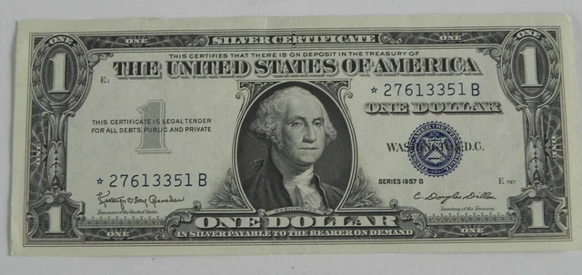 Star Note⭐️1957B  $1 Us Dollar Bill Silver Certificate Blue Seal Star Note Rare