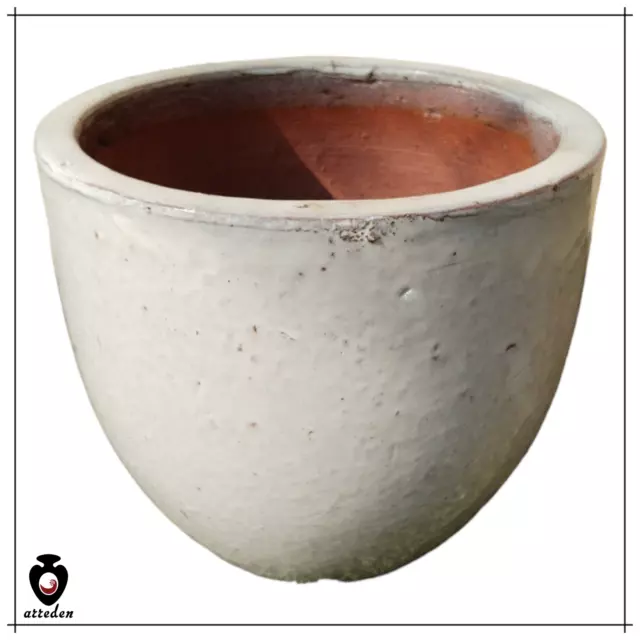 Vaso in ceramica bianco da esterno o per interno giardino portavaso rotondo