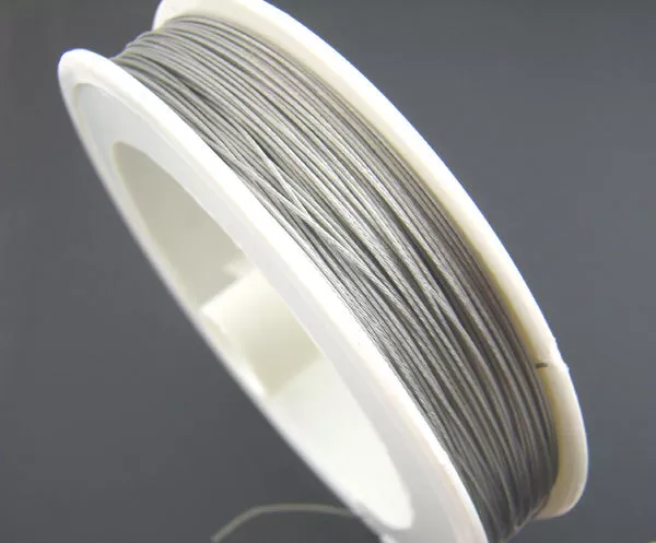 30 METRE REEL 0.6mm STEEL TIGER TAIL ANTIQUE SILVER BEADING WIRE~Bracelets(98F) 2