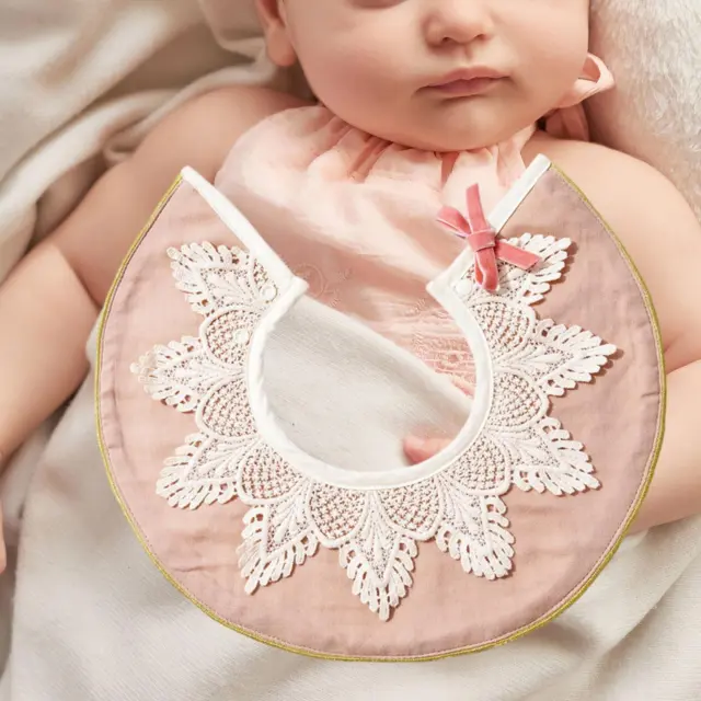 Lace Feeding Bibs Absorbent Lace Handmade Drool Burp Bibs for Newborn Infant