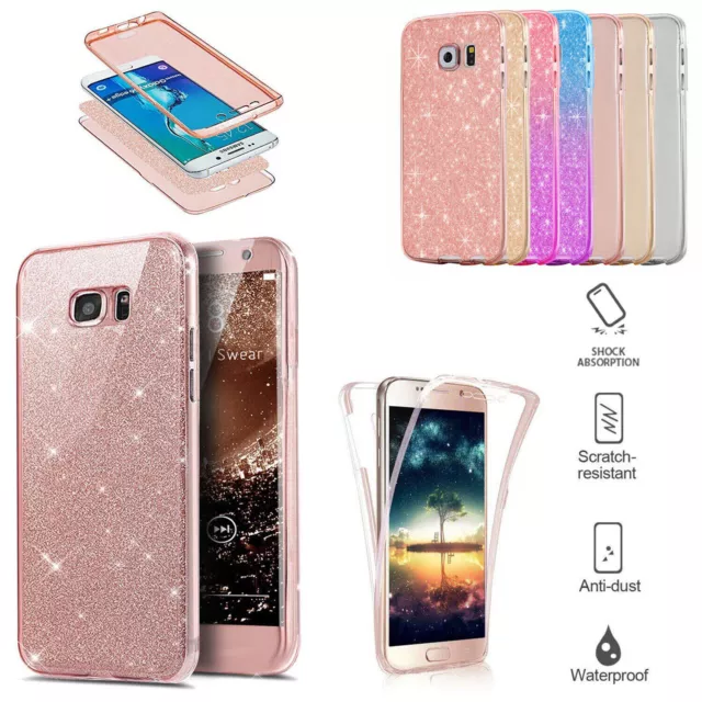 For Samsung Galaxy S7 S8 S9 Phones Case Glitter Shockproof Hybrid 360 TPU Cover