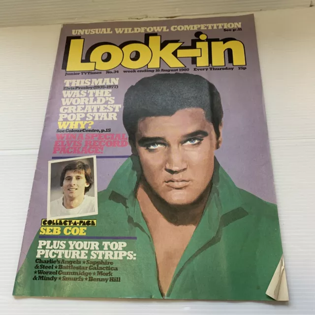 Look-in TV Magazine Aug 16th 1980 Elvis Presley Star Wars Sebastien Coe No34