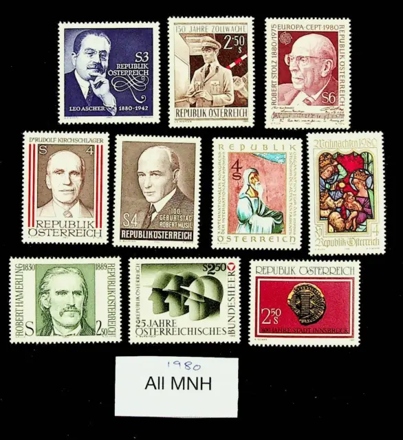 Österreich 1980 Europa Cept Robert Musil Weihnachten 10v Fein MNH Briefmarken