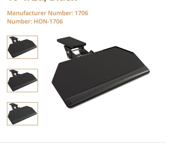 Hon® Articulating Arm With Keyboard Platform, 25W X 10-1/2D, Black # Hon1706