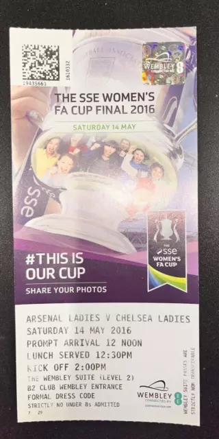 Arsenal ladies vs Chelsea Ladies FA Cup Final Ticket 14/5/2016