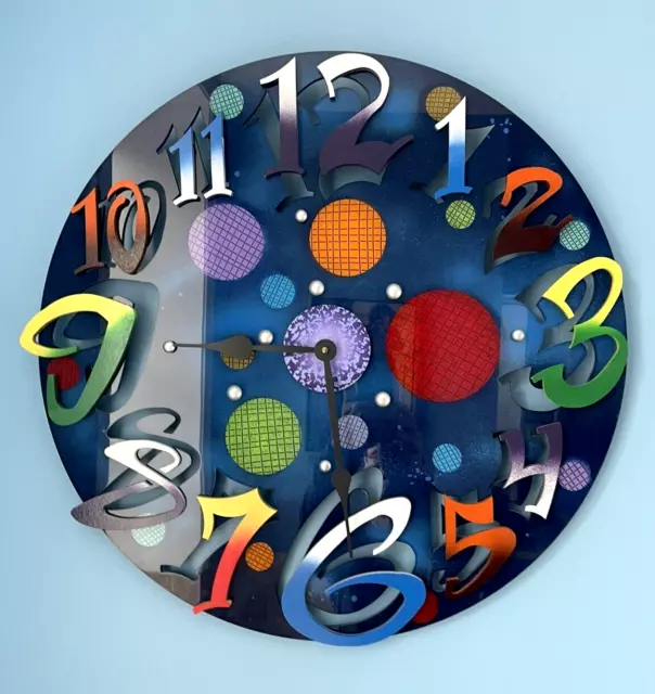 Art Deco Acrylic Wall Clock /Mirrored Acrylic Art/Raised Numbers-23" Diameter 2